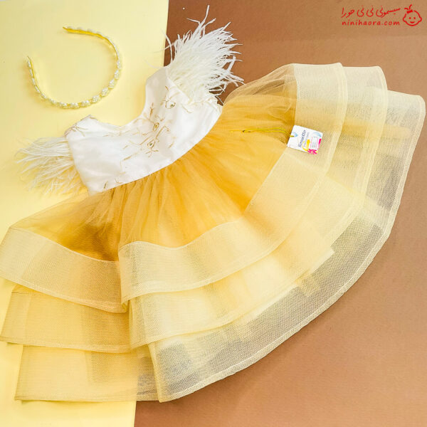 لباس عروس بچگانه طرح شکوفه همراه با تل